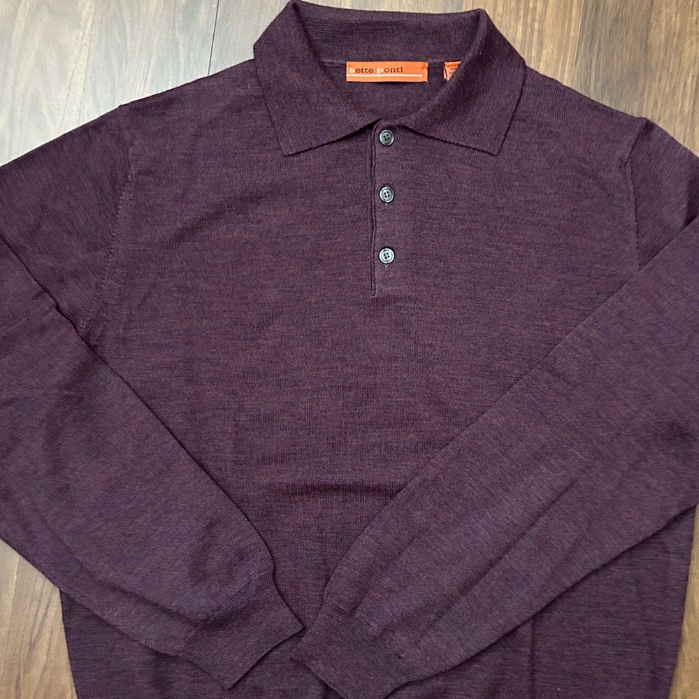 Sette Ponti Men's 100% Marino Wool Polo Style Sweater Size L